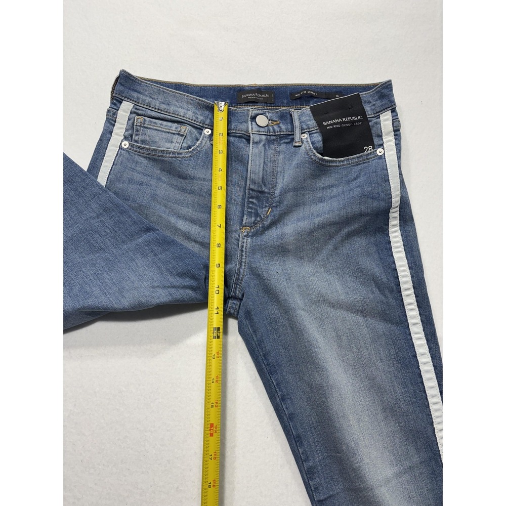 Banana Republic Jeans Womens 28 Blue Wash Mid Rise Skinny Crop Stripe 28x27.5 - Picture 9 of 15